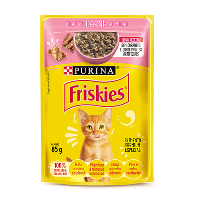 Ração Úmida Friskies Gatos Filhotes Carne ao molho 85 g