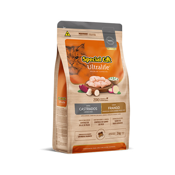 Ração Seca Special Cat Ultralife Frango e Arroz para Gatos Castrados 3kg