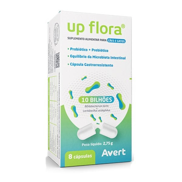 Up Flora Probiótico Suplemento Cães e Gatos 8 Capsulas Avert
